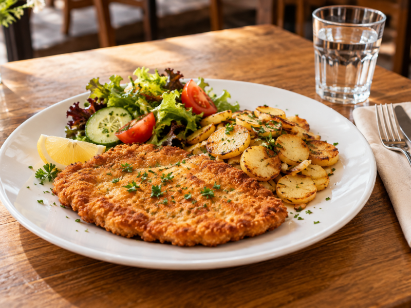 Knuspriges Schnitzel mit Bratkartoffeln
